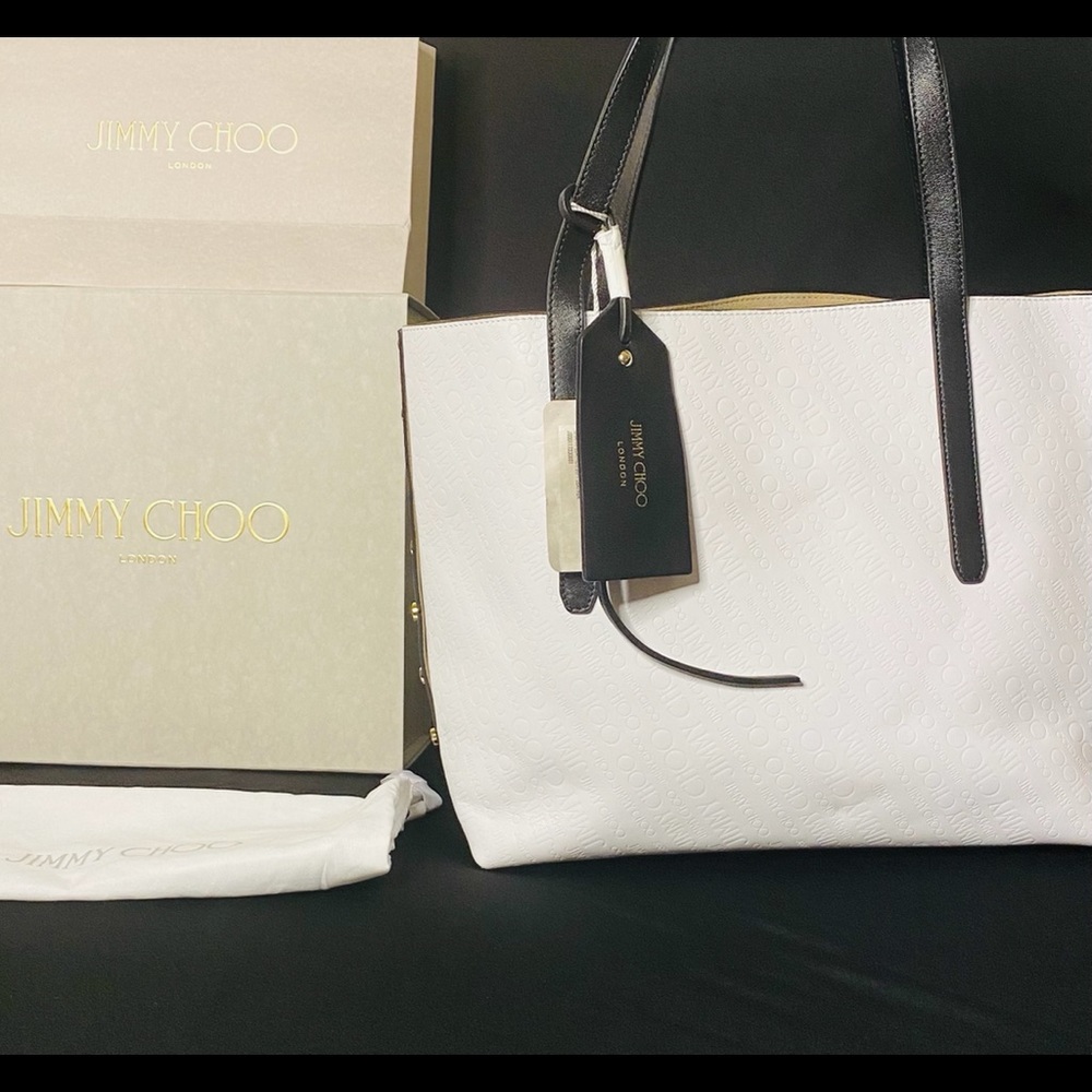 Jimmy chop East west tote bag white/black